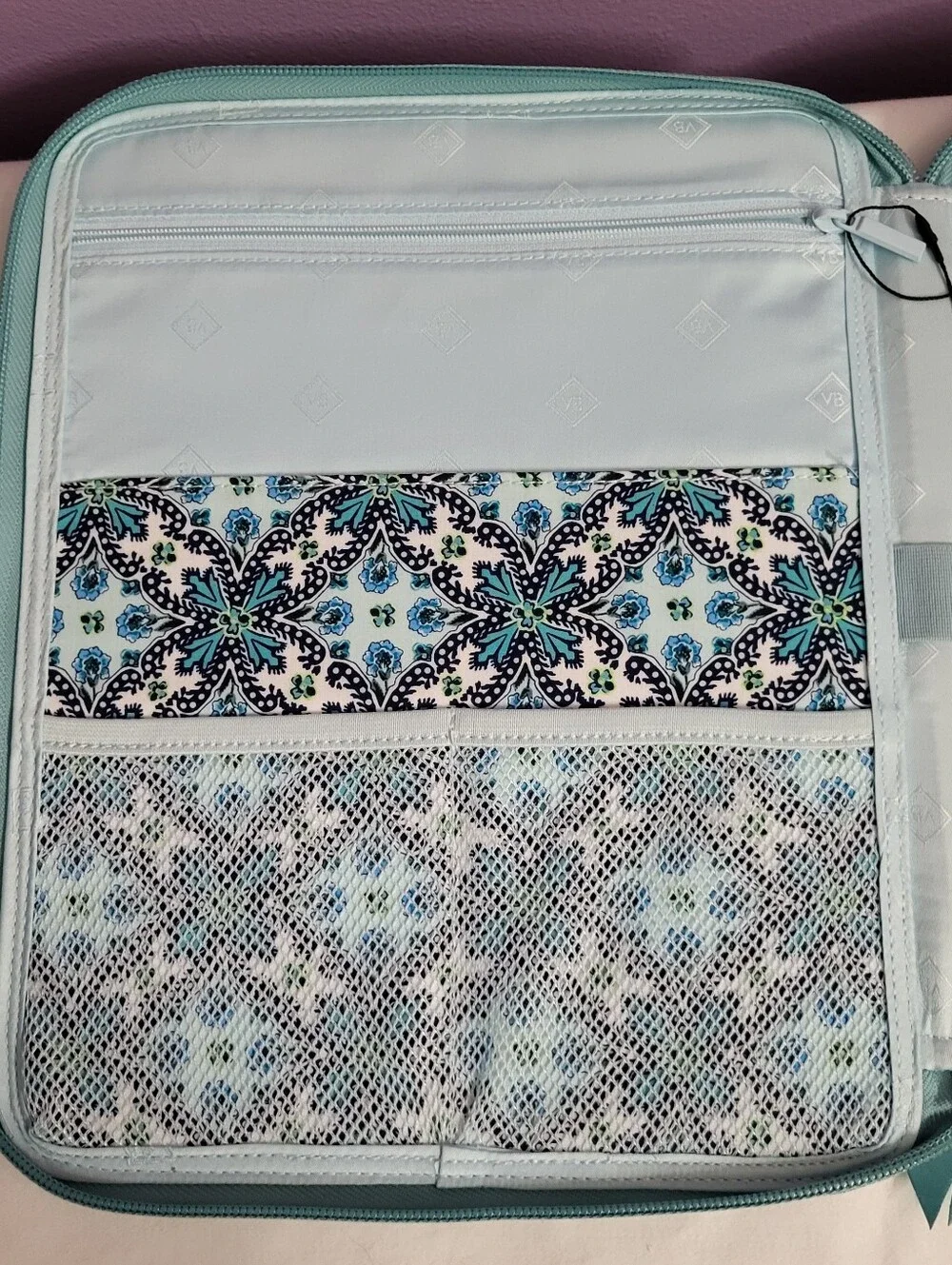 VERA BRADLEY Blue Cloud Vine Floral Zip-up School Organizer Folder Tech Case NEW